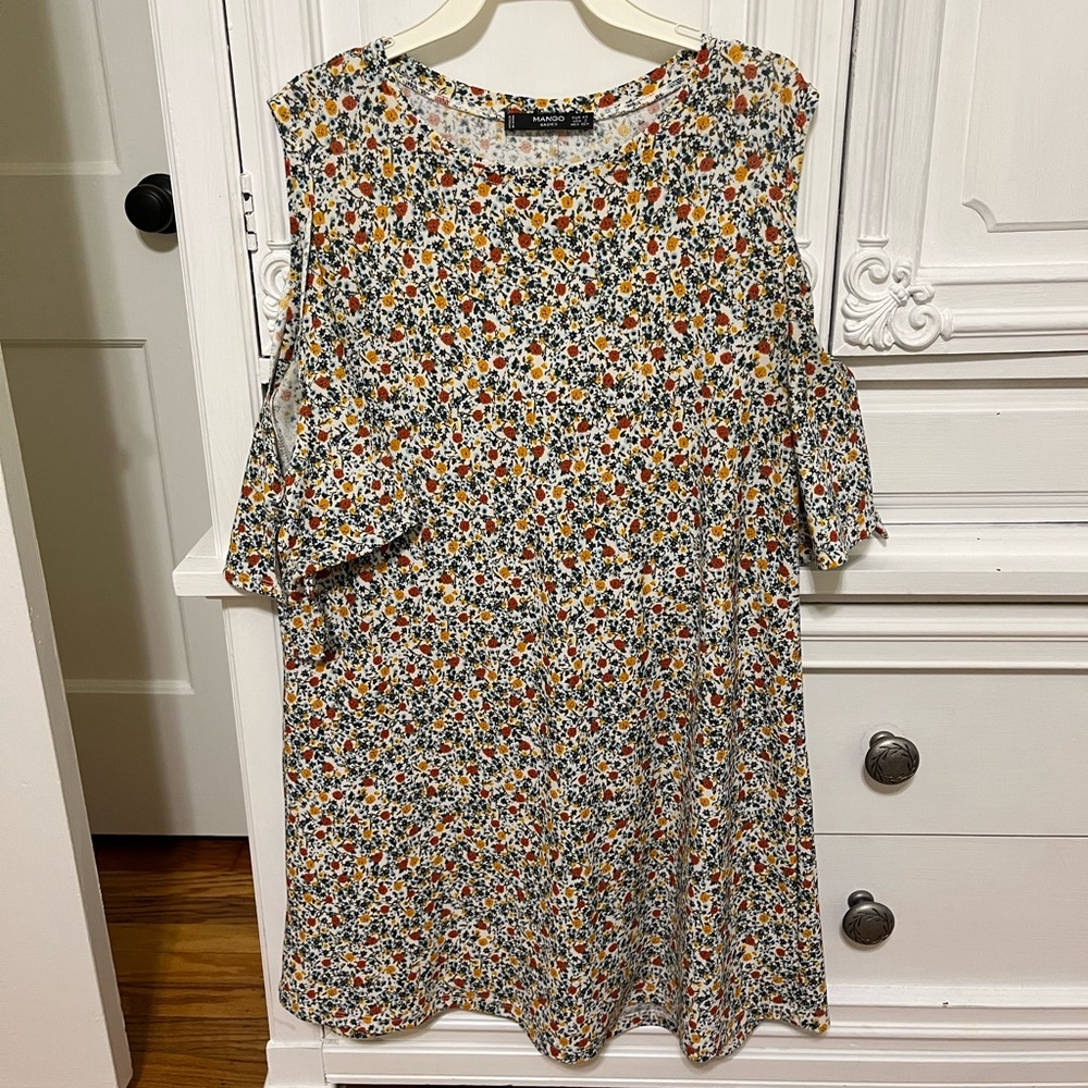 Mango - Cold Shoulder Floral Dress